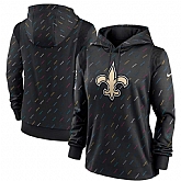 Women's New Orleans Saints Nike Anthracite 2021 NFL Crucial Catch Therma Pullover Hoodie